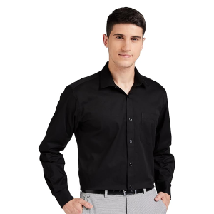 Long Sleeve Solid Black Formal Shirt